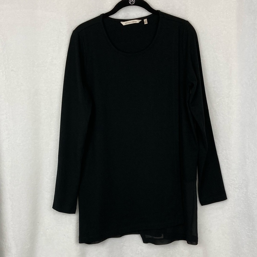 Soft Surroundings Women’s Black Sheer Panel Top